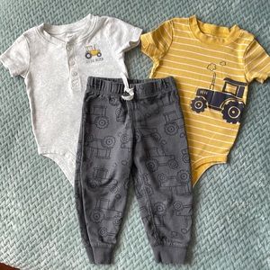 New! Carters Onsie Pant Set Tractor Toddler 18M